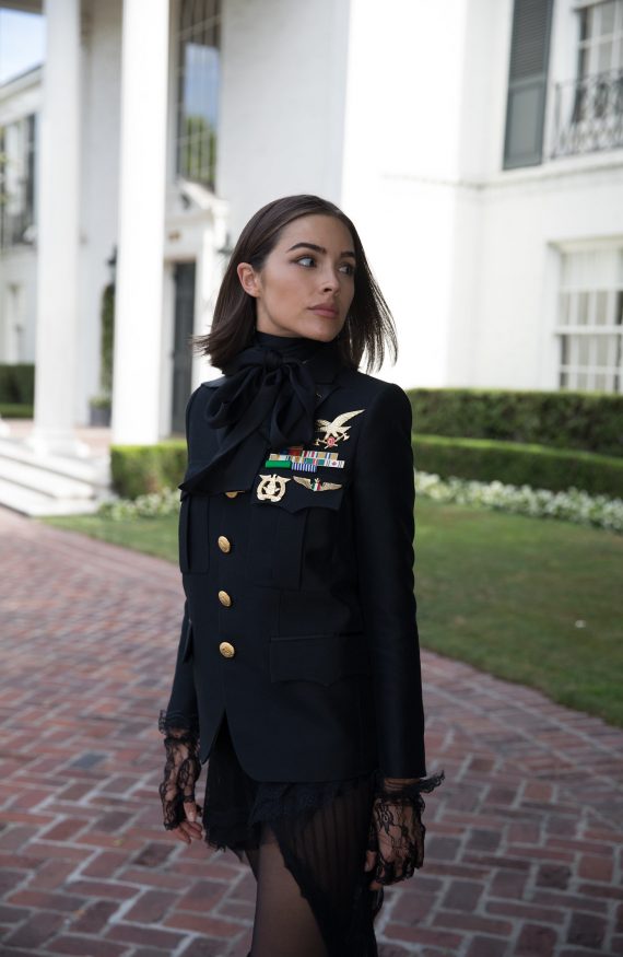 Olivia Culpo Military Jacket Street Style Outfit